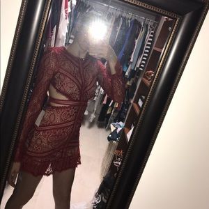 For Love & Lemons Emerie Cutout Dress in Red size Small